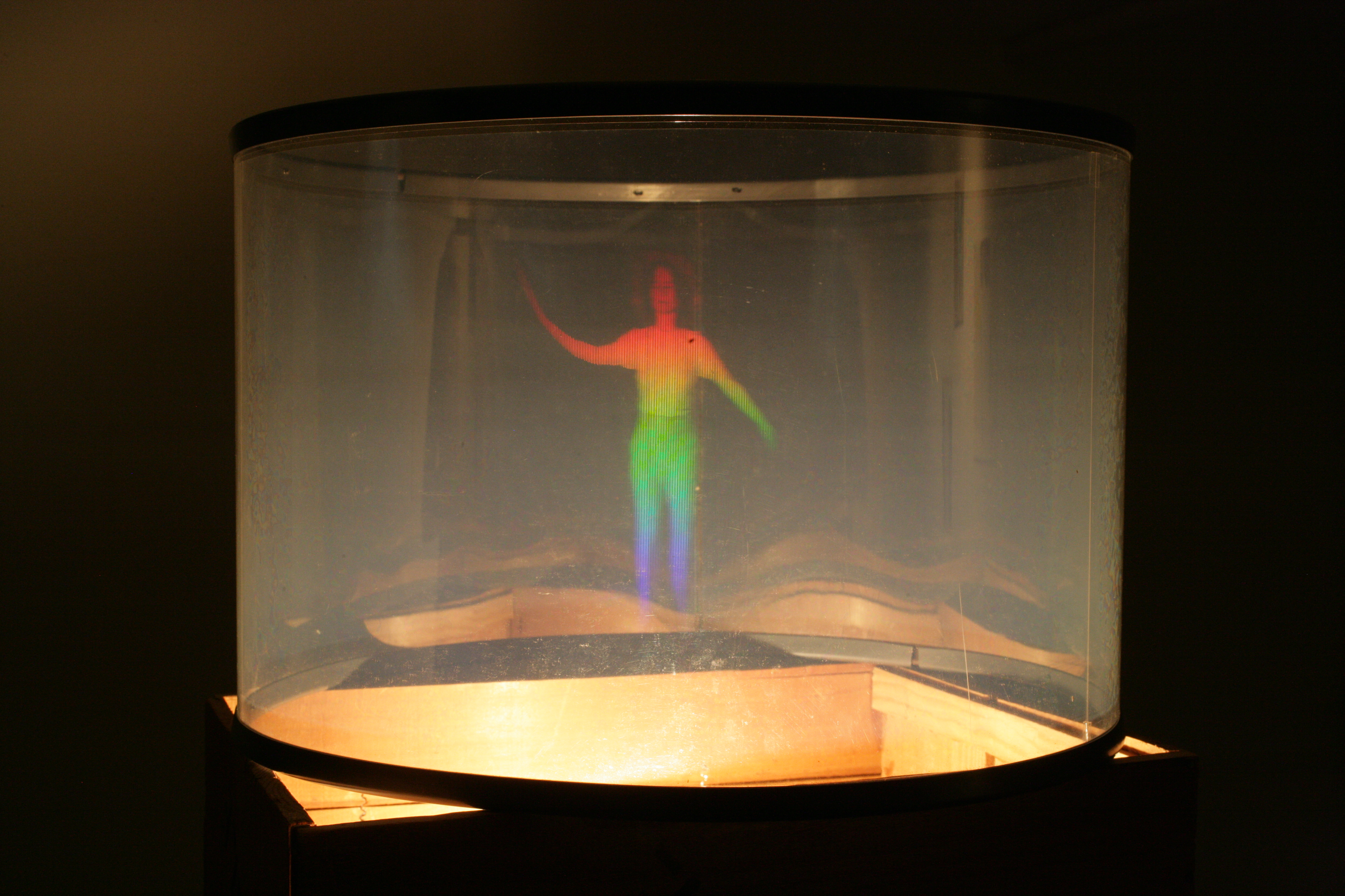 Simone Forti, Angel, 1976 Integral Hologram, 17 inch diameter x 14 inches tall. Stedlijk Museum, Amsterdam